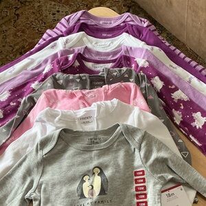Carter's Gray, Pink, Purple and White Long-Sleeve Toddler Tops Bundle